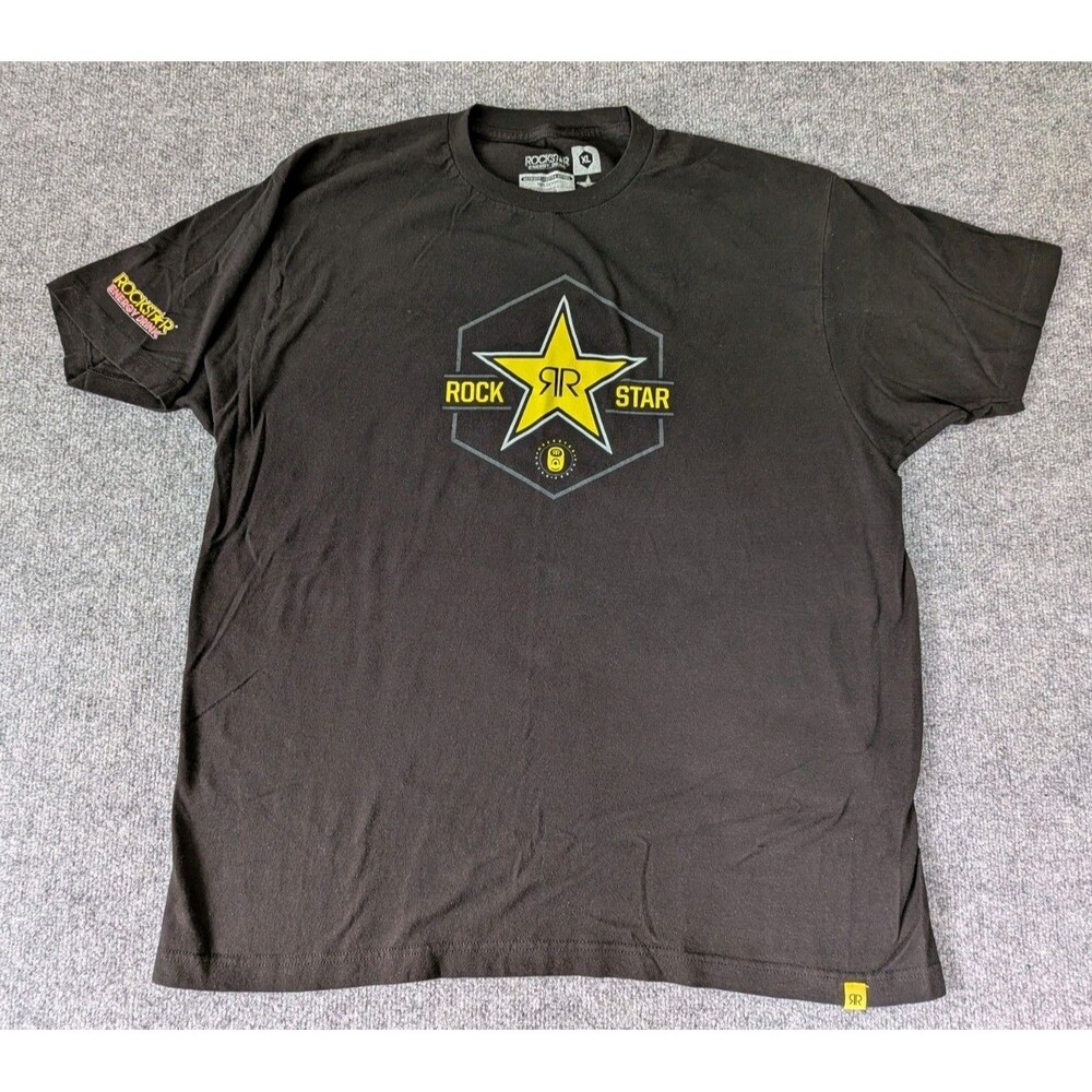 Rockstar Energy Drink T Shirt Mens Size XL Black Graphic Tee Short Sleeve Cotton